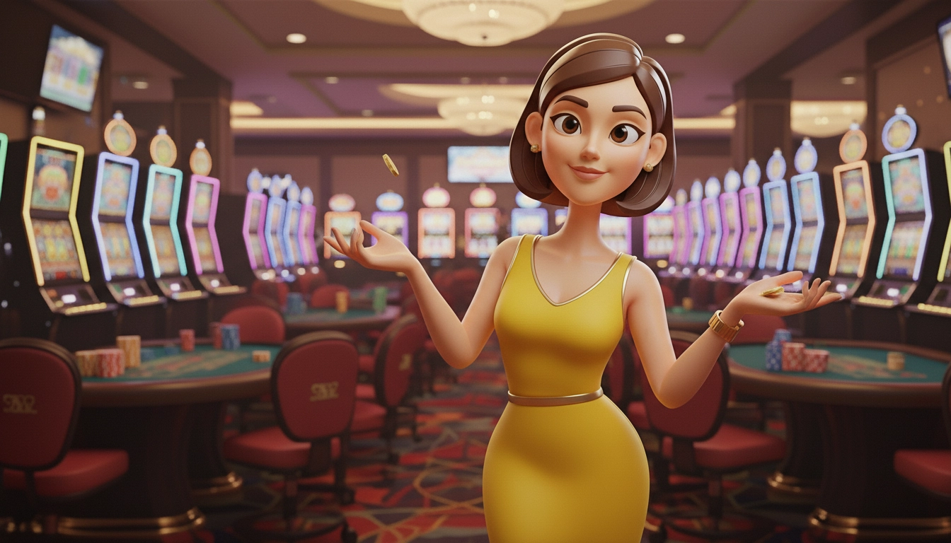 Casino character answering common PayID online pokies questions